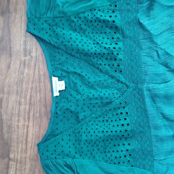 Sundance Green Ruffled Tiered Sundress with Bishop Sleeves - Picture 6 of 12